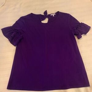 Chic Purple Blouse with Ruffle Sleeves